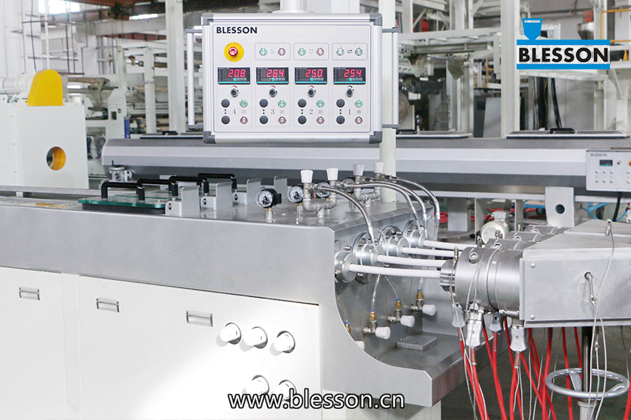 PVC Four Pipe Production Line movable control panel of the calibration table from Blesson machinery